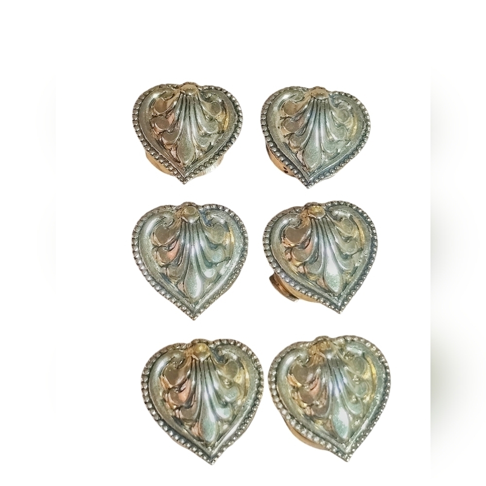 Vintage Click Its 6- Gold Heart Button Covers Grannycore, Cottagecore, 90's
